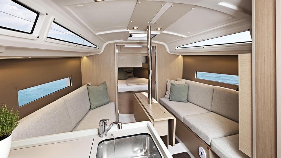 Beneteau 30.1 interior with sink