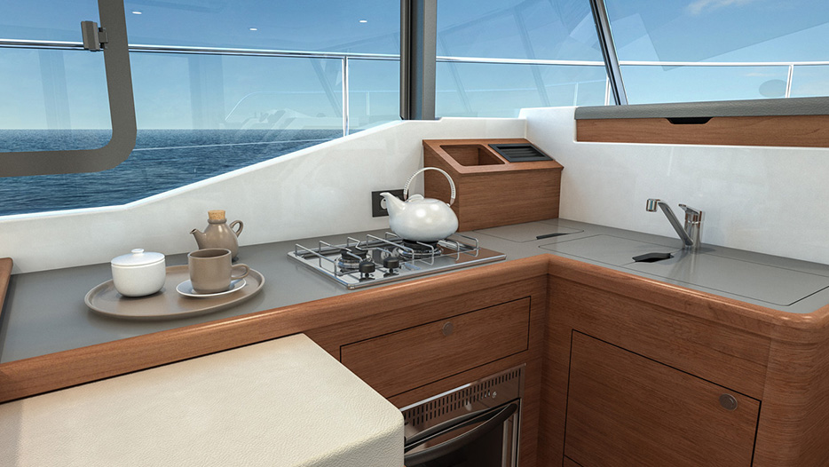 Beneteau Swift Trawler 35 kitchen with stove